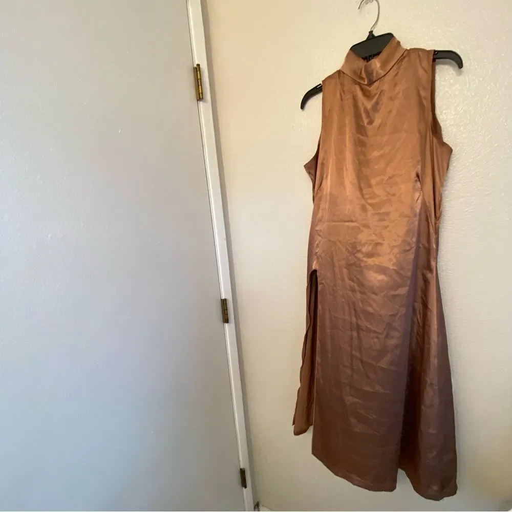 WEISSMAN Balera Elite Dance silky Charmeuse Mock Neck slip Dress D13067 MA adult